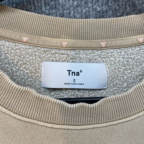 TNA Sweater Womens S Beige Pullover Crew Neck Oversize Relaxed Casual Sweatshirt - Picture 4 of 8